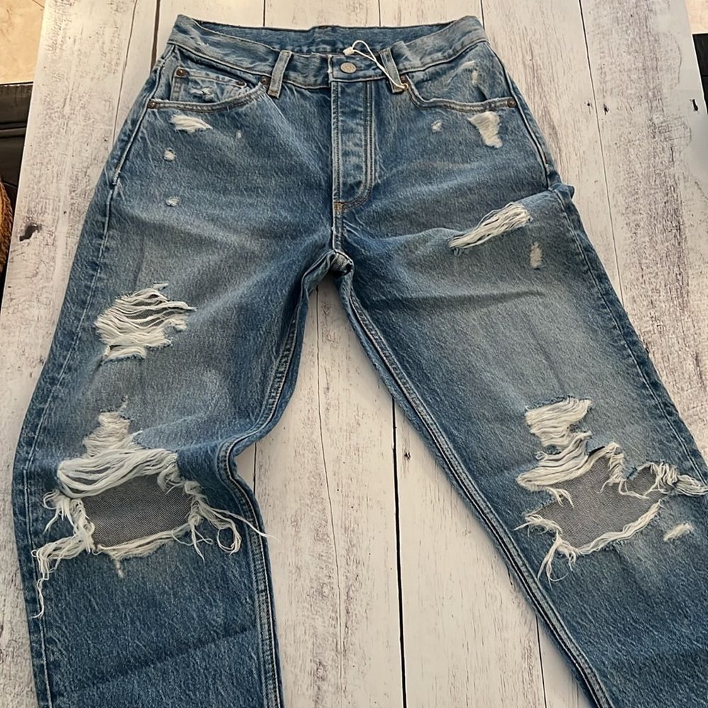 NWT BOYISH Womens The Tommy Organic Cotton Blend Distressed Button Fly Jeans 26 - Picture 13 of 13